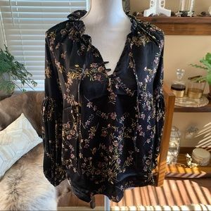 NWT Lush Floral Button Front Satin Top